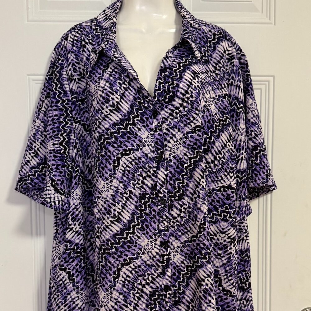 Catherine's Blouse‎ Geometric Comfort Chic Career SZ 3X 26W-28W